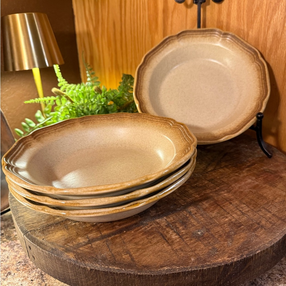 Vintage Mikasa Stoneware Whole Wheat E8000 Set Of 4 Soup/Cereal Bowls